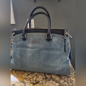 Coach Denim and Black Trim Satchel